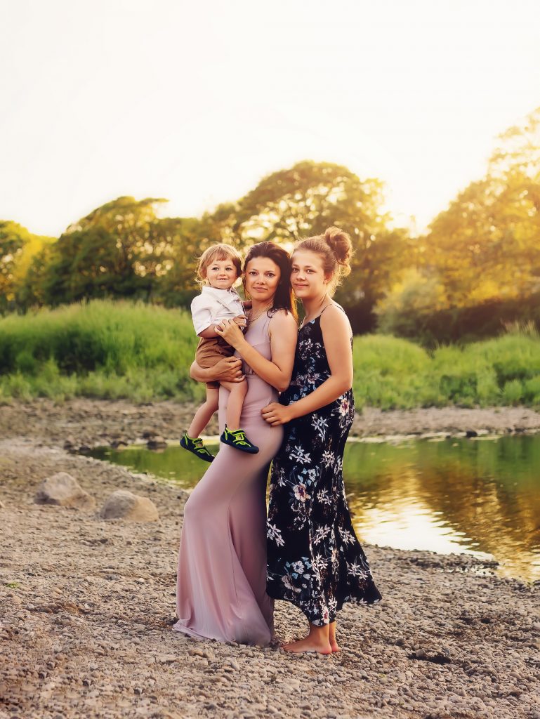 mother and kids outdoor photoshoot done in Preston