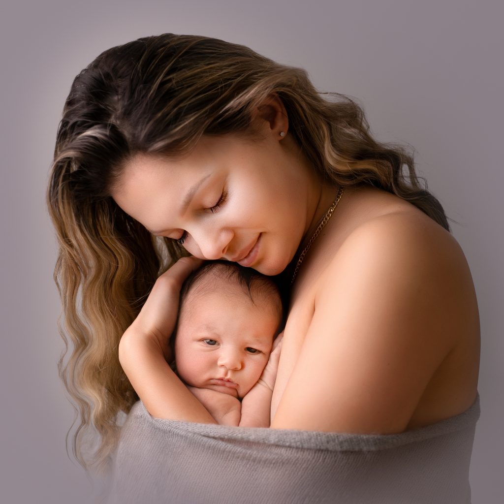 mum and baby photo during newborn photoshoot in preston lancashire
